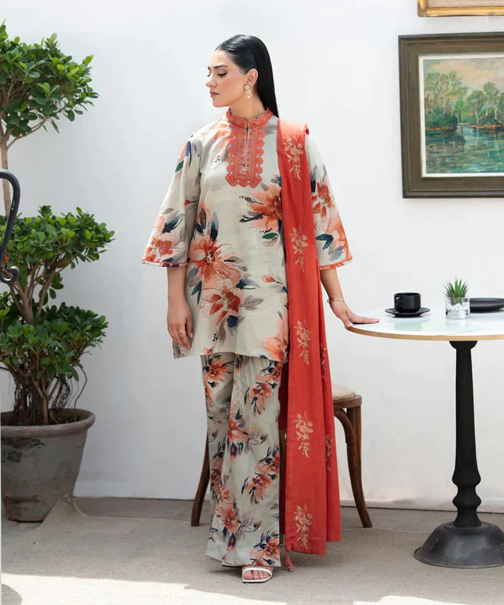 SAPPHIRE 3PC Printed Lawn Suit with Patch Work – Elegant Summer Collection