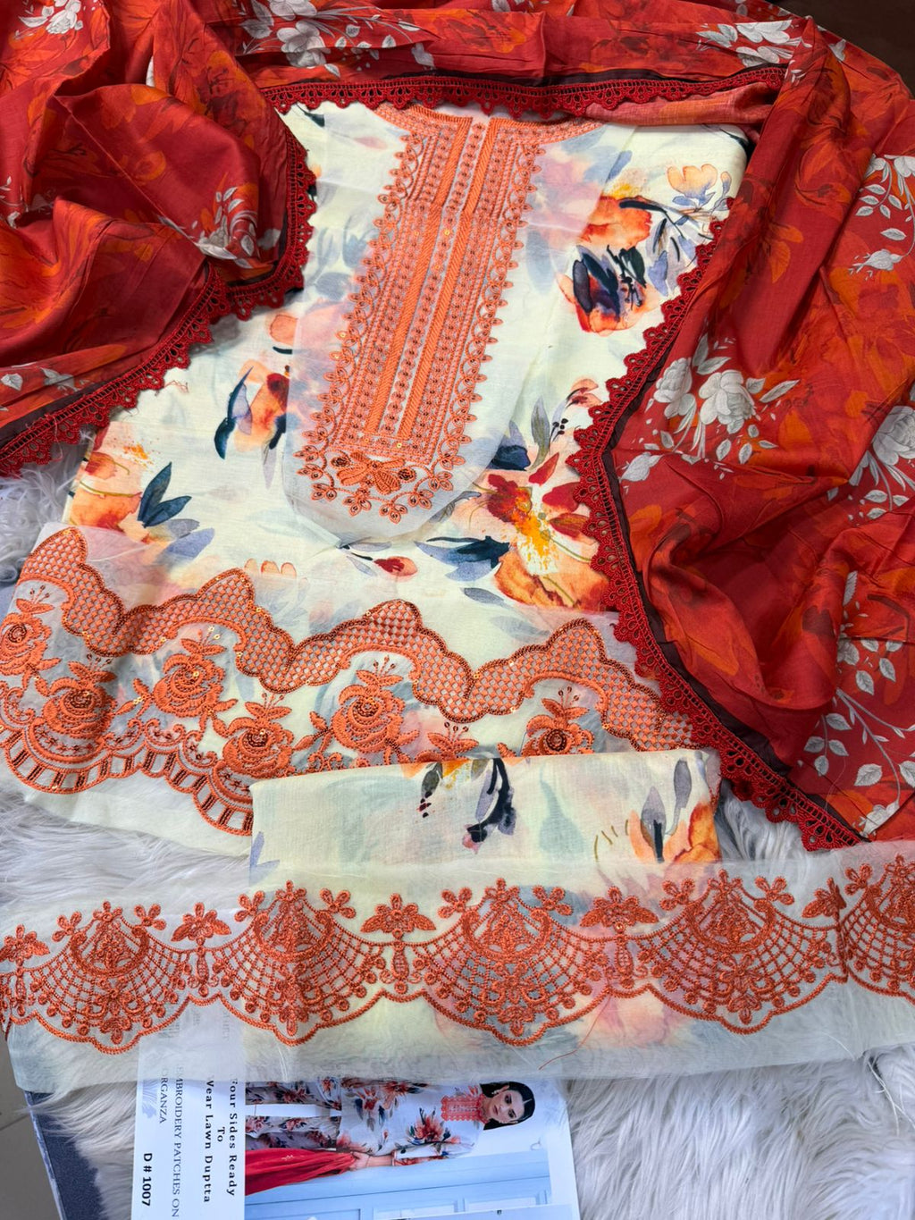 SAPPHIRE 3PC Printed Lawn Suit with Patch Work – Elegant Summer Collection