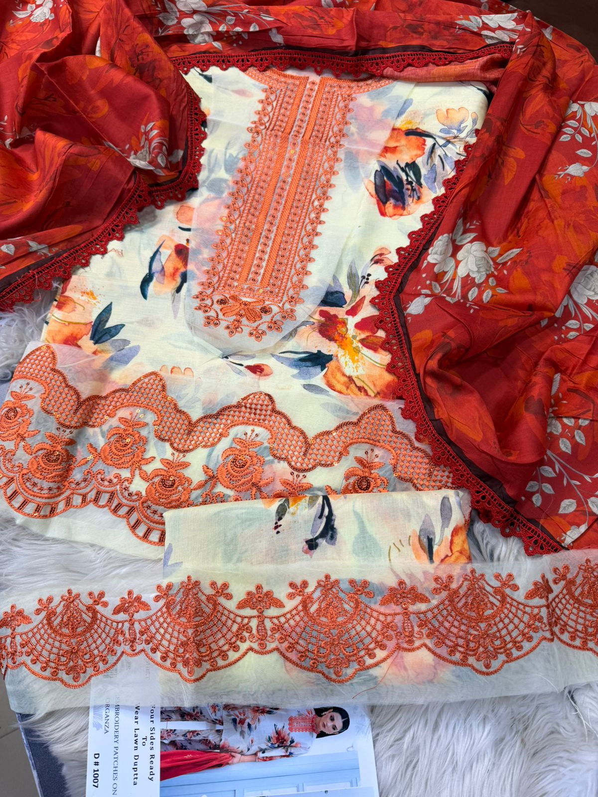 SAPPHIRE 3PC Printed Lawn Suit with Patch Work – Elegant Summer Collection