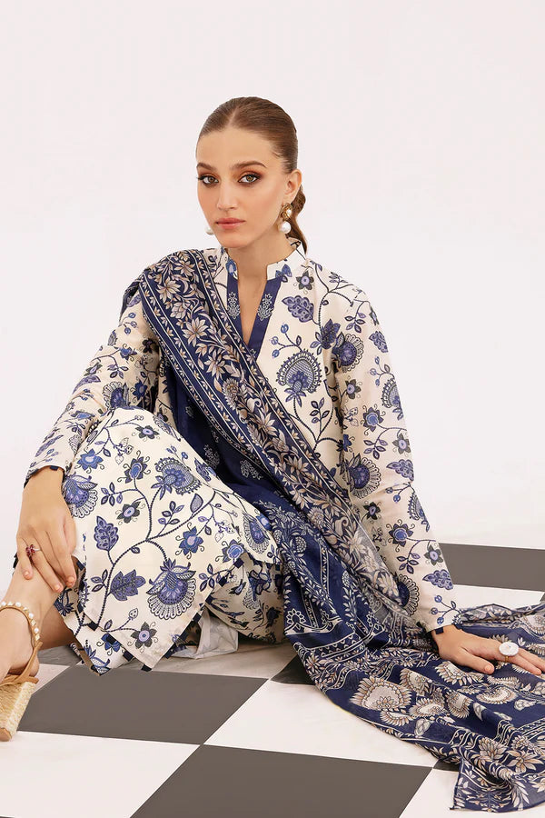 SOO KAMAL 3PC Printed Lawn Suit with Patch Work – Elegant Summer Collection