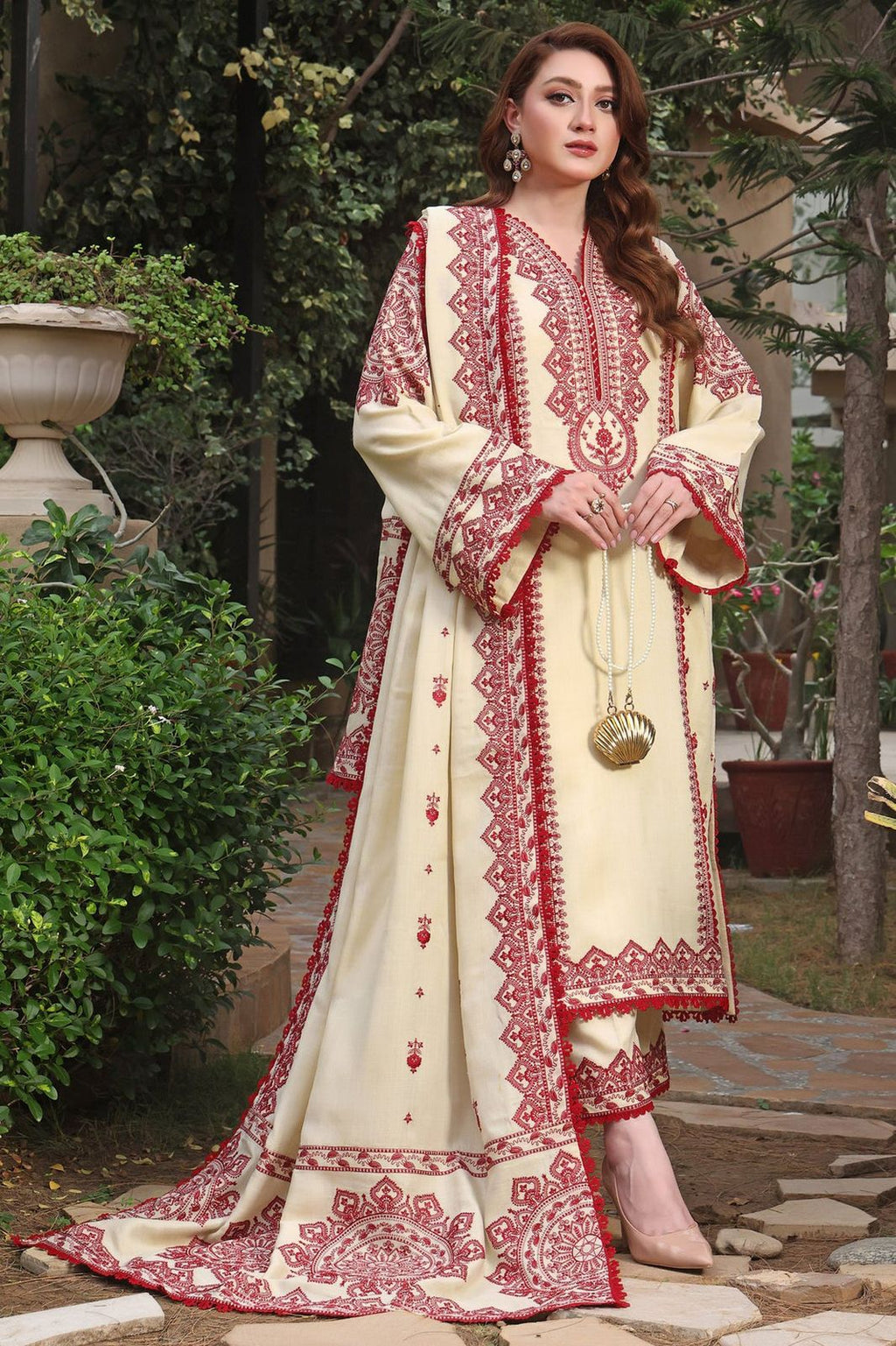 ANEELAS LAWN LUXURY 3PC UNSTITICH FULLY EMBROIDERED