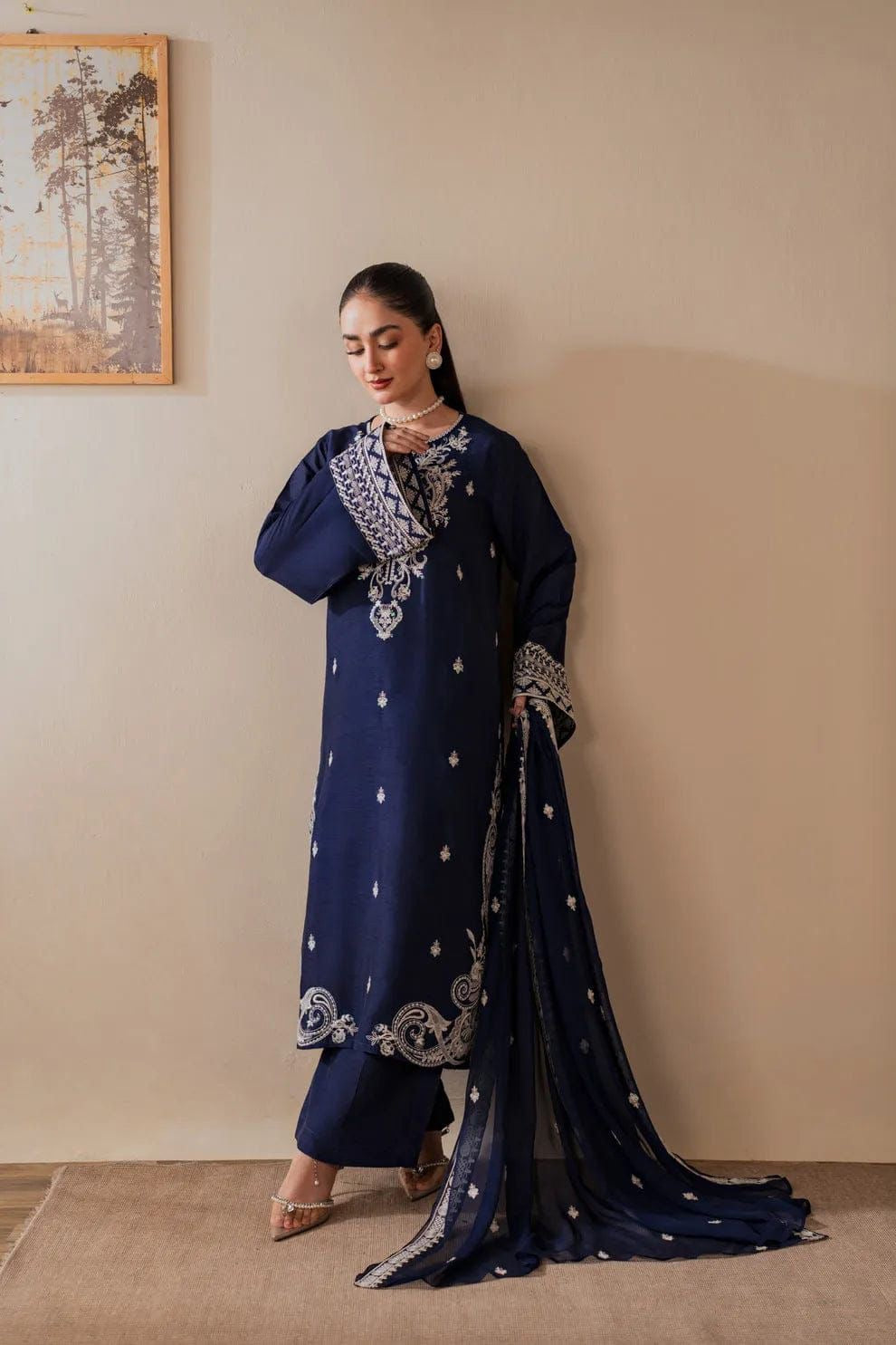 NUREH 3PC LAWN EMBROIDERED UNSTITCHED D#1128
