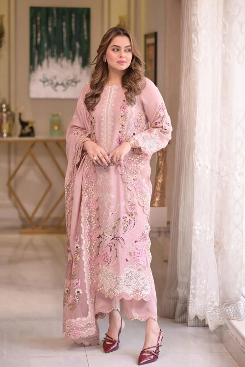 ANEELAS LAWN LUXURY 3PC UNTITCHED EMBROIDERED