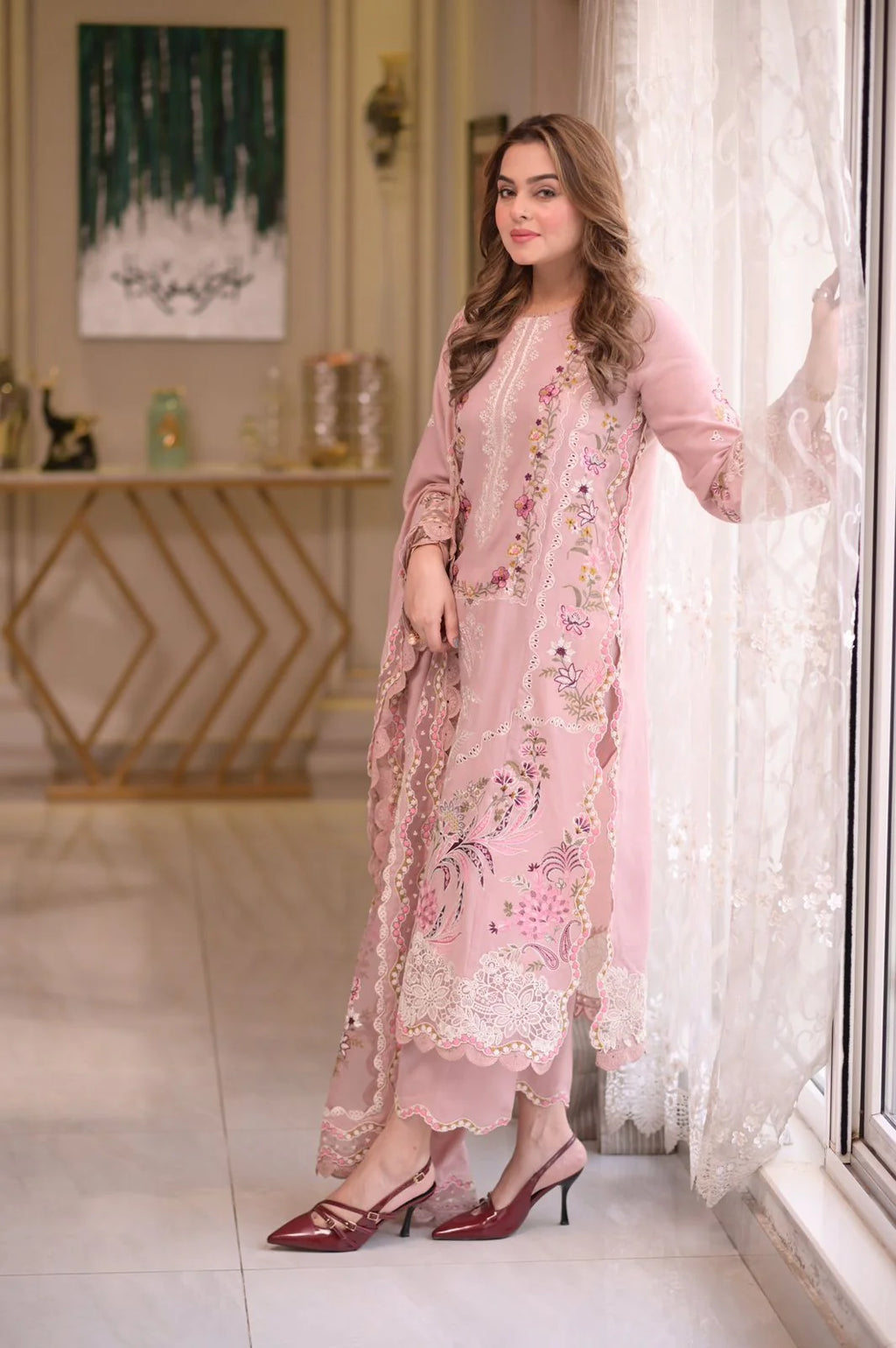 ANEELAS LAWN LUXURY 3PC UNTITCHED EMBROIDERED