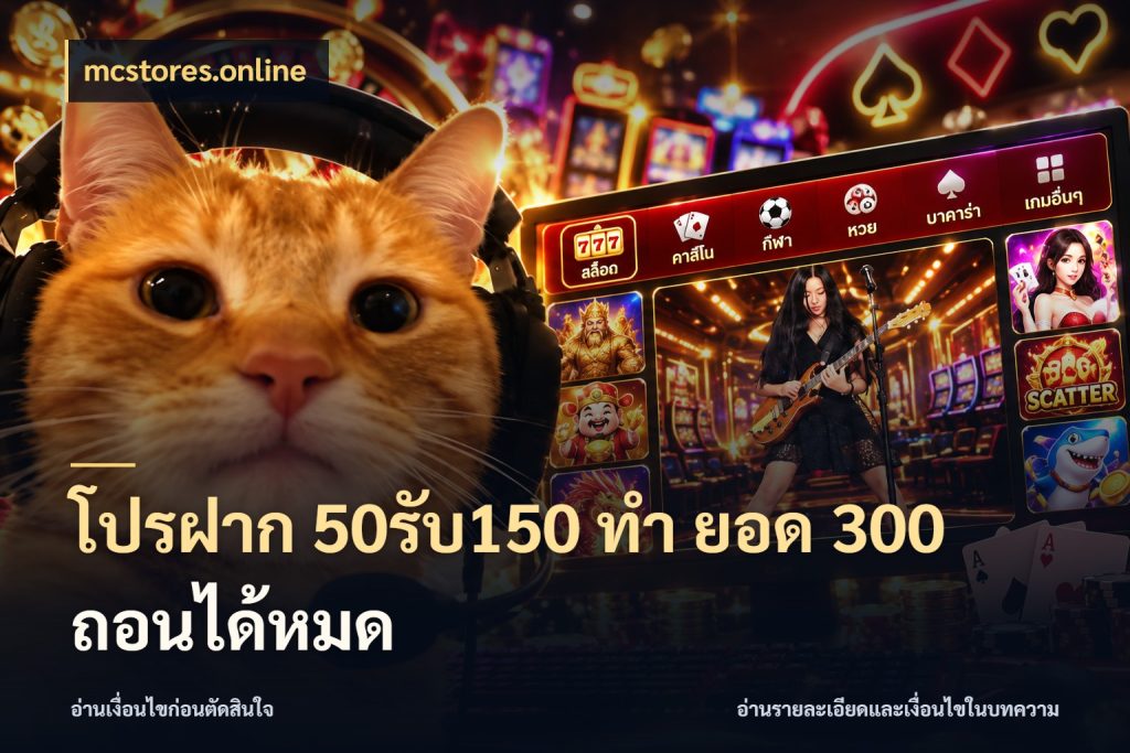โปรฝาก 50รับ150 ทํา ยอด 300 ถอนได้หมด mcstores.online โปรกับเกมที่ชอบเลือกให้ตรงสไตล์