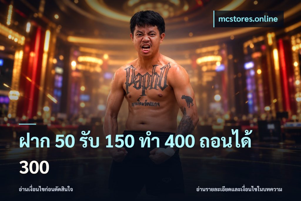 ฝาก 50 รับ 150 ทํา 400 ถอนได้ 300