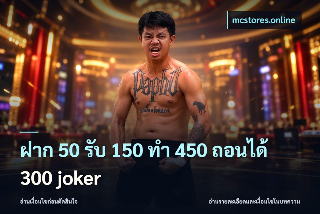 ฝาก 50 รับ 150 ทํา 450 ถอนได้ 300 joker