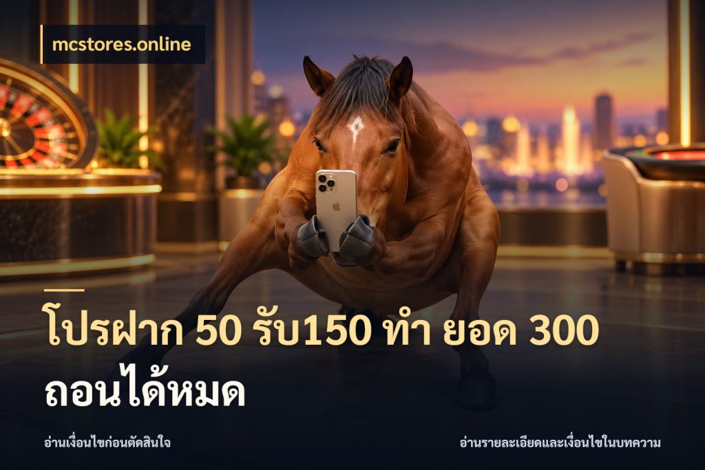 โปรฝาก 50 รับ150 ทํา ยอด 300 ถอนได้หมด โปรกับเกมที่ชอบเลือกให้ตรงสไตล์ ในมุม mcstores.online