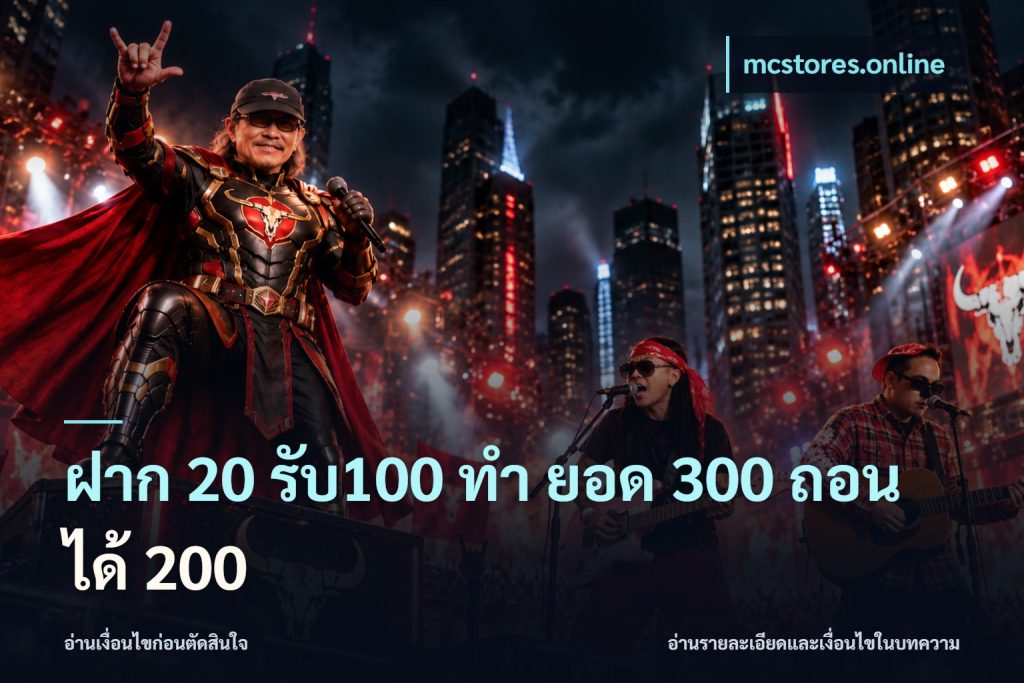 ฝาก 20 รับ100 ทํา ยอด 300 ถอนได้ 200