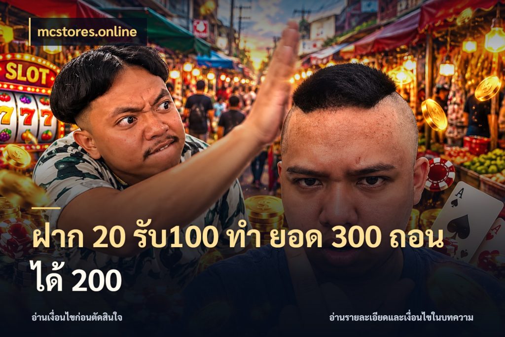 ฝาก 20 รับ100 ทํา ยอด 300 ถอนได้ 200 โปรยอดรับที่สายเกมสนใจ ในมุม mcstores.online