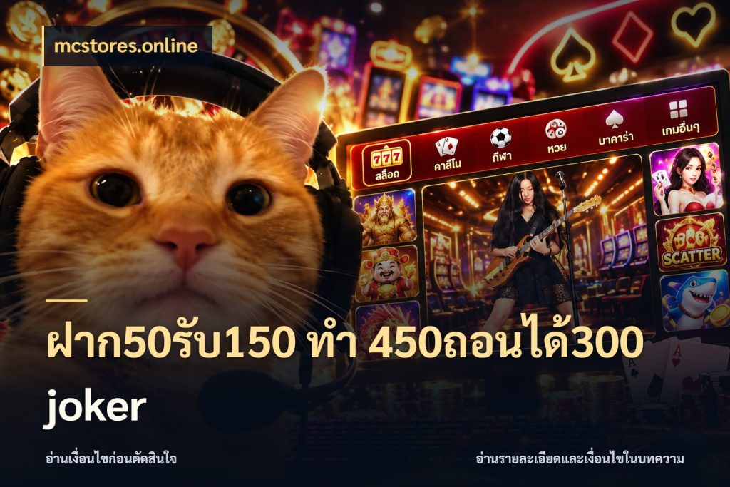 ฝาก50รับ150 ทํา 450ถอนได้300 joker จับคู่โบนัสกับสไตล์เกมที่ชอบ ในมุม mcstores.online