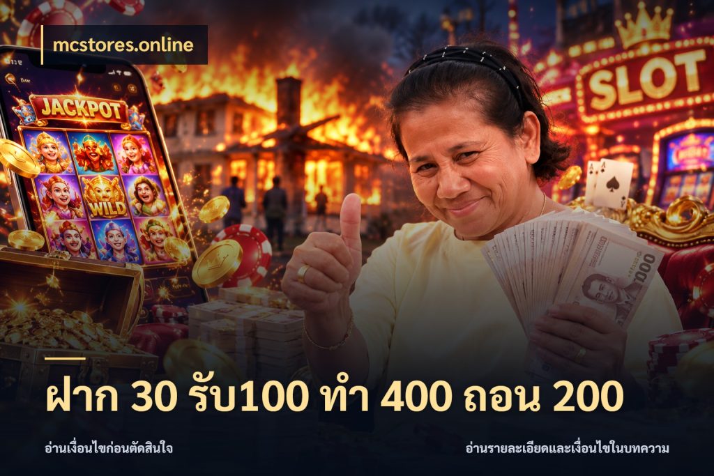ฝาก 30 รับ100 ทํา 400 ถอน 200 จับคู่โบนัสกับสไตล์เกมที่ชอบ สไตล์ mcstores.online