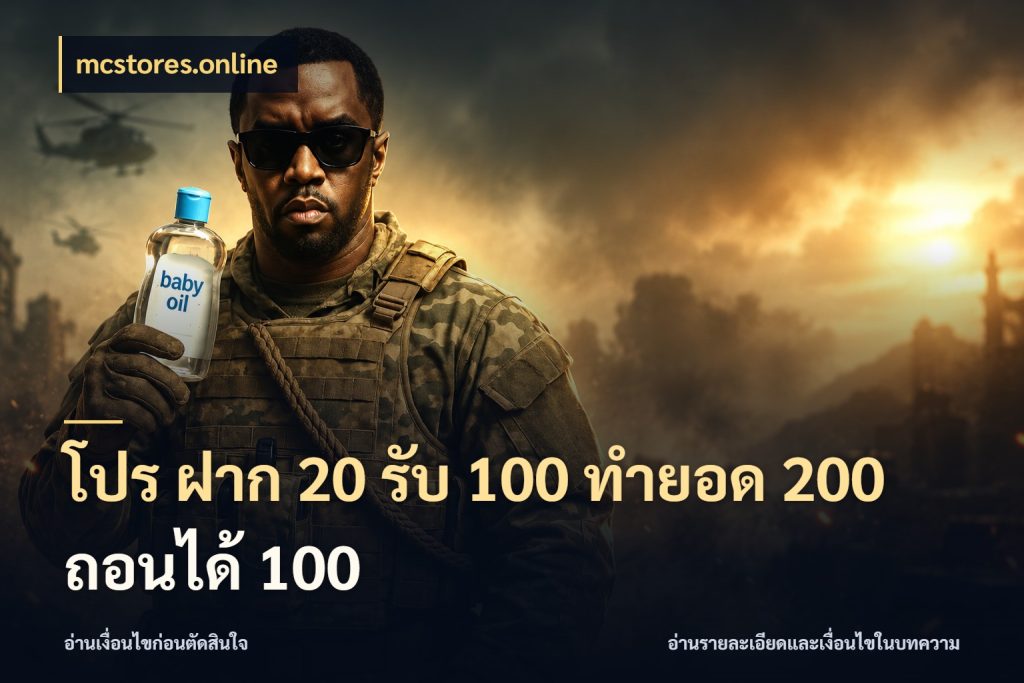 โปร ฝาก 20 รับ 100 ทำยอด 200 ถอนได้ 100 สีสันของโปรฝากและยอดรับ สไตล์ mcstores.online