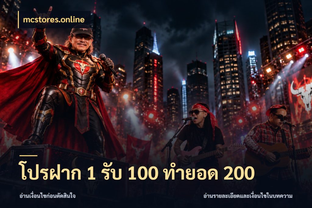 โปรฝาก 1 รับ 100 ทำยอด 200 เครดิตกับรูปแบบโปรที่ตรงใจ ในมุม mcstores.online