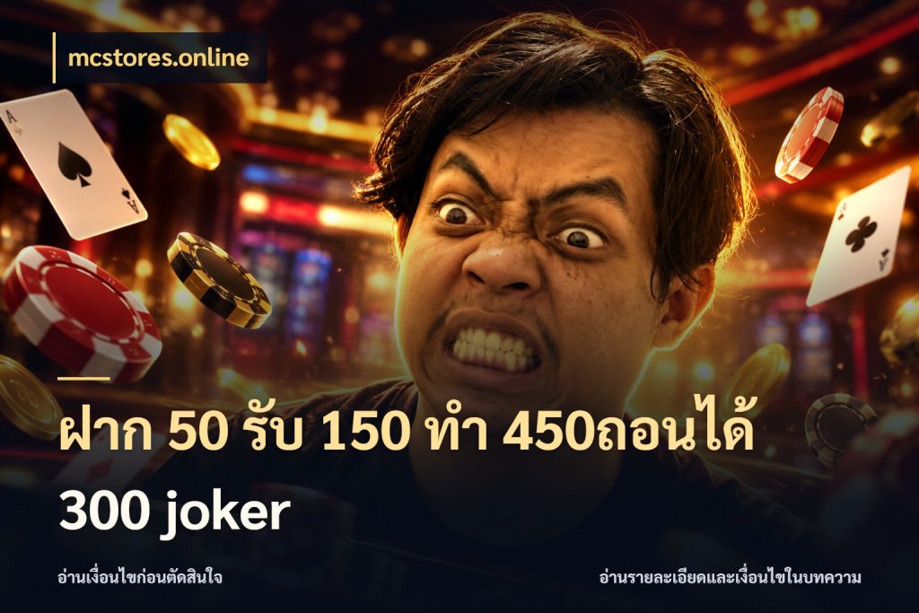 ฝาก 50 รับ 150 ทํา 450ถอนได้ 300 joker ยอดฝากและยอดรับในมุมของคนชอบลุ้น ในมุม mcstores.online