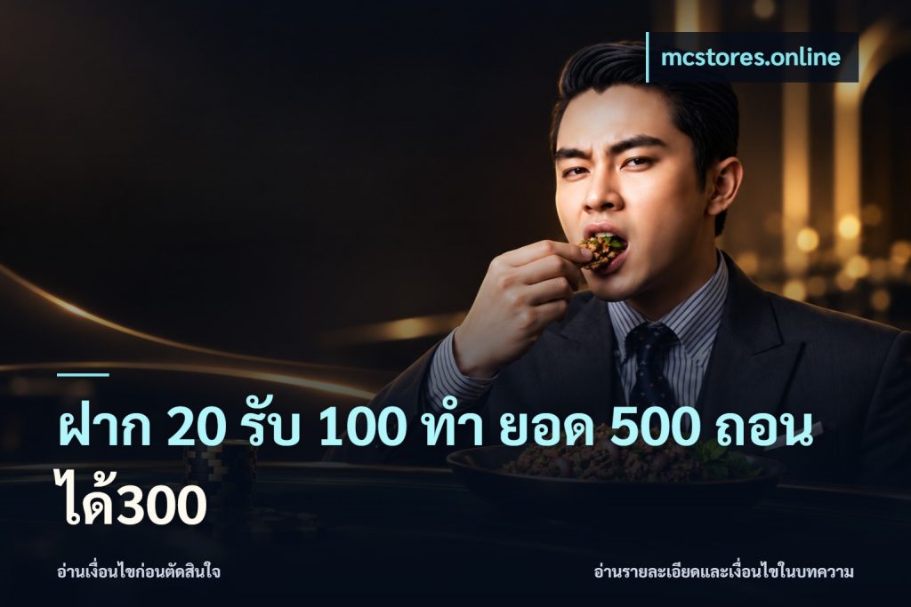 ฝาก 20 รับ 100 ทํา ยอด 500 ถอนได้300